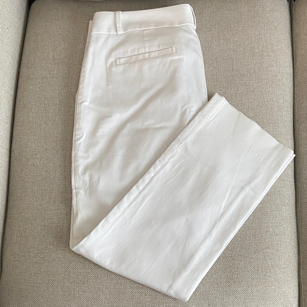 Banana Republic Crisp White Cotton Cropped Trousers Sz 8